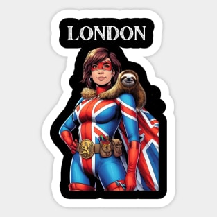 London England Female Comic Book Superhero Sloth Sticker